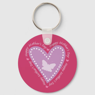 Happy Mothers Day Heart & Butterfly Sleutelhanger