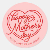 Happy Mother's Day Heart Custom Ronde Sticker (Voorkant)