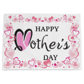 Happy Mothers Day Hearts Groot Cadeauzakje (Voorkant)