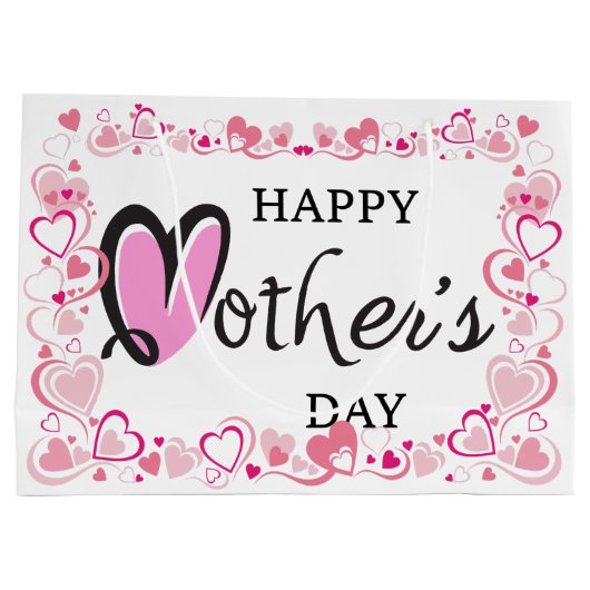 Happy Mothers Day Hearts Groot Cadeauzakje (Achterkant)