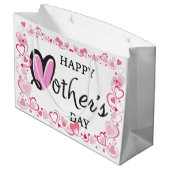Happy Mothers Day Hearts Groot Cadeauzakje (Achterkant Gekanteld)
