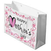 Happy Mothers Day Hearts Groot Cadeauzakje (Voorkant Gekanteld)