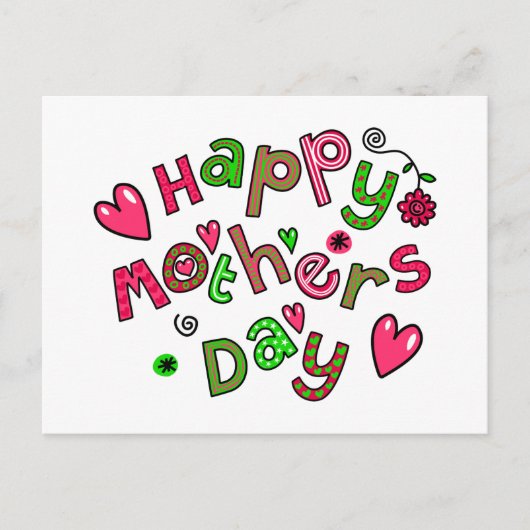 Happy Mothers Day Holiday Tekst Feestdagenkaart (Voorkant)