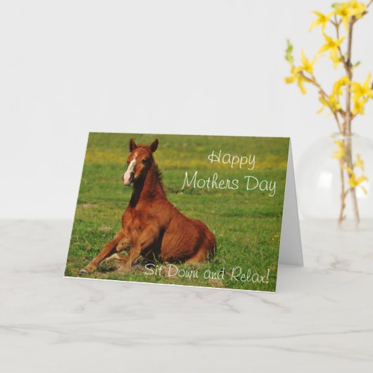 Happy Mothers Day Horse Kaart (Gele Bloem)