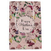 Happy Mothers Day Hummingbird & Flowers Foto Medium Cadeauzakje (Voorkant)