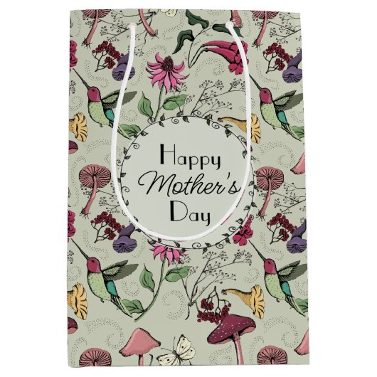  Happy Mothers Day Hummingbird Garden Medium Cadeauzakje (Voorkant)