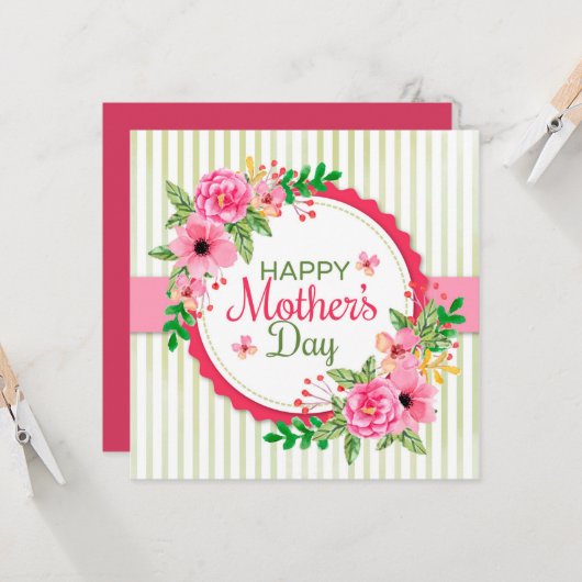 Happy Mother's Day Kaart (Voorkant / Achterkant in situ)