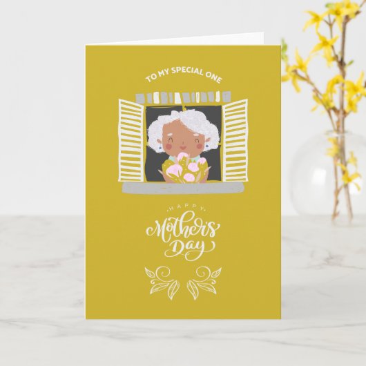 Happy Mothers Day Kaart (Gele Bloem)