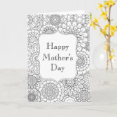 Happy Mother's Day Kaart (kleurstelling voor volwa (Gele Bloem)