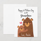 Happy Mothers Day Kaart voor oma, First Moeders (Voorkant / Achterkant)