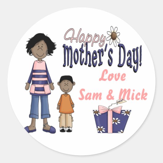 Happy Mothers Day - Kind & Cadeau Ronde Sticker (Voorkant)
