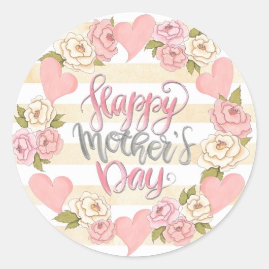 Happy Mothers Day krans Ronde Sticker (Voorkant)