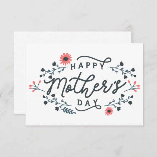 happy-mothers-day-lettering bedankkaart (Voorkant / Achterkant)