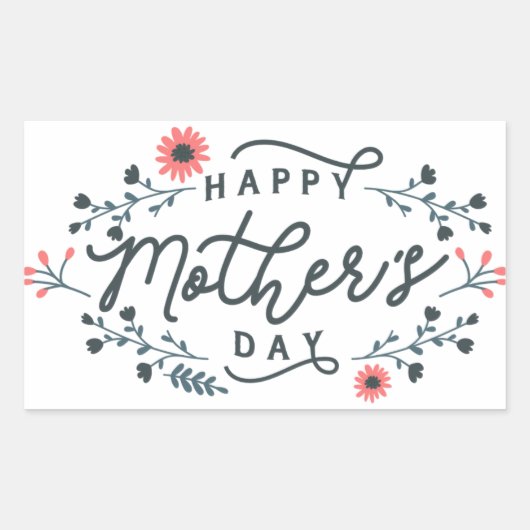 happy-mothers-day-lettering rechthoekige sticker (Voorkant)