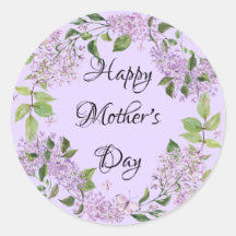 "Happy Mother's Day" Lila Bloemen Sticker