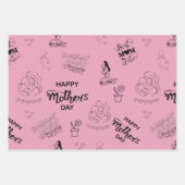 Happy Mothers Day Line Art Collage 2025 Inpakpapier Vel (Voorkant 2)