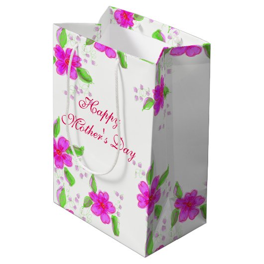 Happy Mothers Day Medium Gift Bag Cadeauzakje (Achterkant Gekanteld)