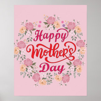 Happy Mothers Day met Love and Flowers Poster