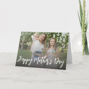 Happy Mothers Day Minimal Script Family Foto Kaart