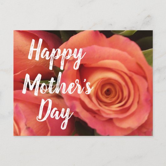 Happy Mothers Day Modern Coral Roos Floral Feestdagenkaart (Voorkant)