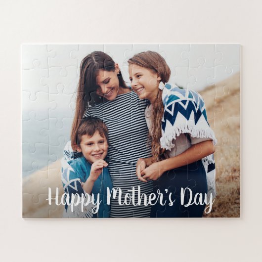 Happy Mothers Day Modern Script Family Foto Legpuzzel (Horizontaal)