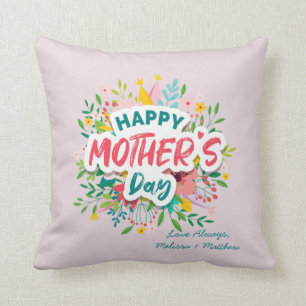 Happy Mothers Day Moderne Floral op persoonlijke t Kussen