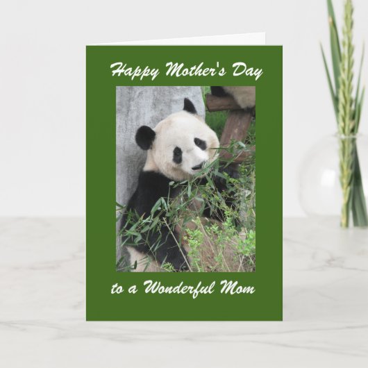 Happy Mother's Day Mom Greeting Card Panda Green Kaart (Voorkant)