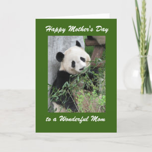 Happy Mother's Day Mom Greeting Card Panda Green Kaart