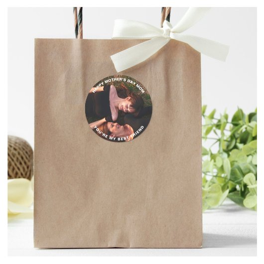 Happy Mother's Day Mom-My Best Friend Custom Photo Ronde Sticker