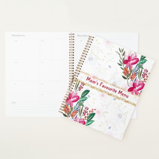Happy Mothers Day Moms Favorite Menu Pink Flowers Planner (Display)