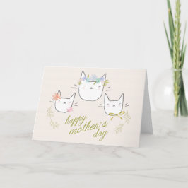 "Happy Mother's Day" Mother Cat & Kittens Card Kaart