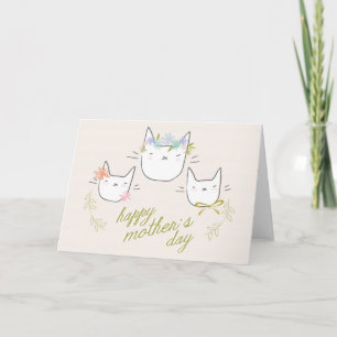 "Happy Mother's Day" Mother Cat & Kittens Card Kaart