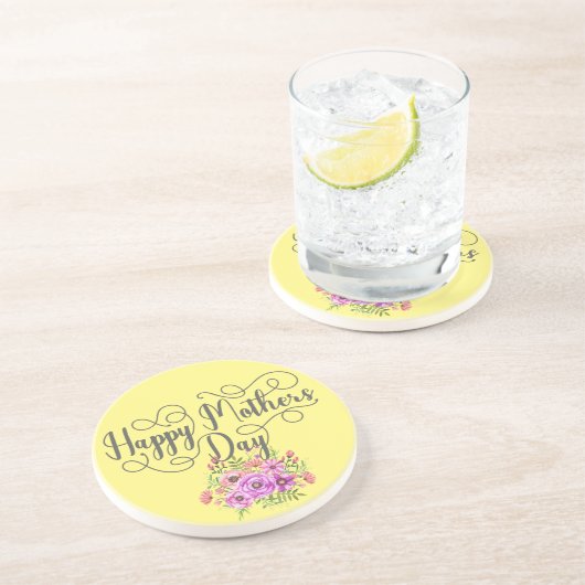 Happy Mothers Day Mother's Day gift-idea Zandsteen Onderzetter (Zijkant)