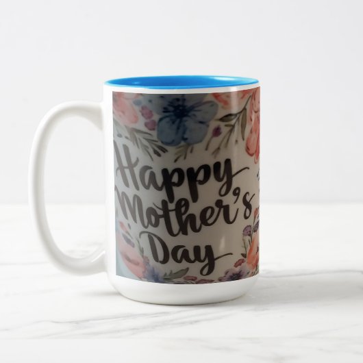 Happy Mothers day mug Tweekleurige Koffiemok (Links)