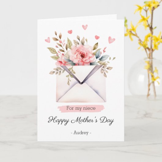 Happy Mothers Day naar mijn nichtje  Kaart (Gele Bloem)