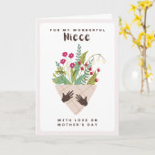 Happy Mothers Day naar mijn nichtje Moederdag Flor Kaart (Gele Bloem)
