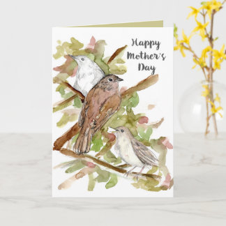 Happy Mother's Day Nightingale Birds in Tree Kaart