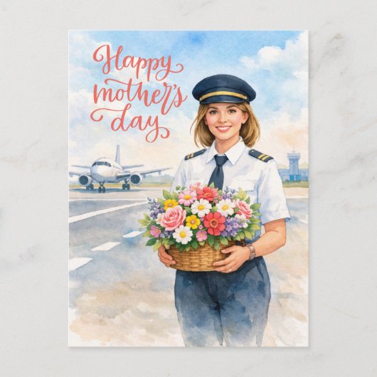 Happy Mother's Day on the runway for pilot Feestdagenkaart (Voorkant)