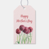 Happy Mothers Day Paarse Pink Allium Waterverf Cadeaulabel (Voorkant)