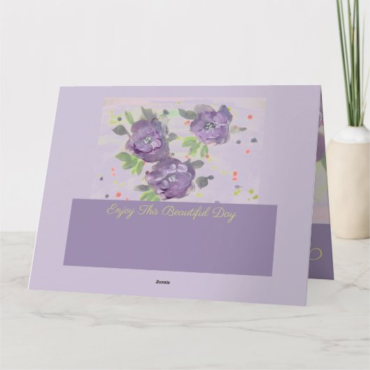 Happy Mothers Day Paarse Roos Wenskaart Kaart (Achterkant)