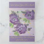 Happy Mothers Day Paarse Roos Wenskaart Kaart (Binnen)