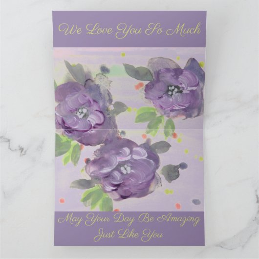 Happy Mothers Day Paarse Roos Wenskaart Kaart (Binnen)