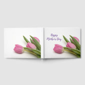 Happy Mothers Day Paarse Script Roze Tulpen Bloeme Gastenboek (Volledig)