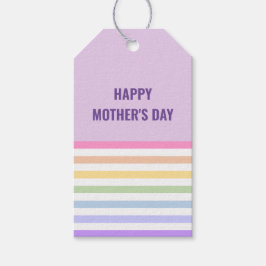 Happy Mothers Day Pastel Regenboog Stripes Cadeaulabel