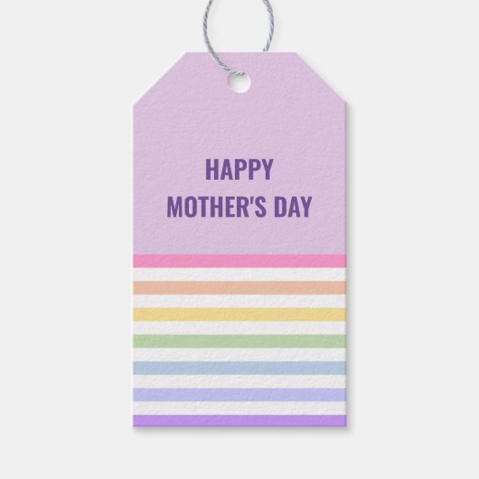 Happy Mothers Day Pastel Regenboog Stripes Cadeaulabel (Voorkant)