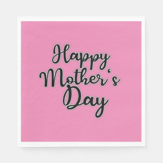 Happy Mothers Day Pink Napkin Servet (Voorkant)