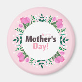 Happy Mother's Day  Pink Tulips Magneet (Voorkant)