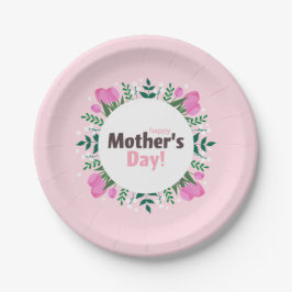 Happy Mother's Day  Pink Tulips Papieren Bordje