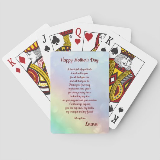 Happy Mothers Day Poem gepersonaliseerd Pokerkaarten (Achterkant)