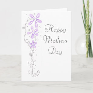 Happy Mothers Day Purple Flowers Kaart